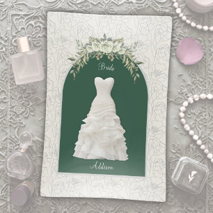 Elegant Forest Green Bride Gift Glass Trinket Tray