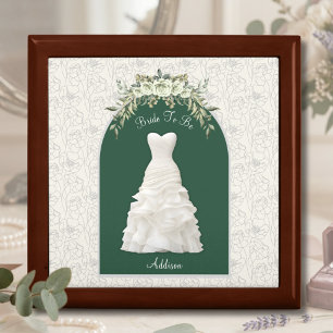 Elegant Forest Green Bride To Be Wedding Jewelry Gift Box