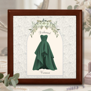 Elegant Forest Green Bridesmaid Wedding Jewelry Gift Box