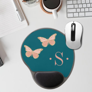 Elegant Forest Green Butterfly Gel Mouse Pad