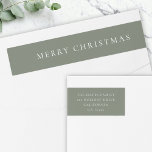 Elegant Forest Green Christmas Return Address Wrap Around Label<br><div class="desc">A stylish minimal holiday wrap around return address label with classic typography "Merry Christmas" in black on a grayish forest green background. The text can be easily customized for a personal touch. A simple,  minimalist and contemporary christmas design to stand out this holiday season!</div>