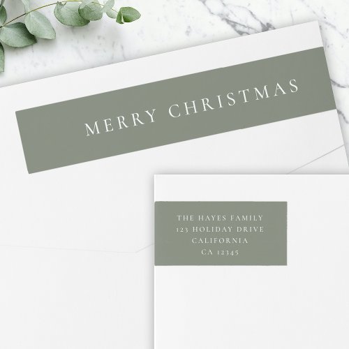 Elegant Forest Green Christmas Return Address Wrap Around Label