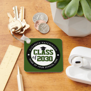 Elegant Forest Green Class of 2023 Graduation Keychain
