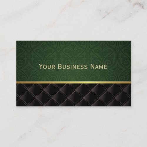 Elegant Forest Green Damask Business Card