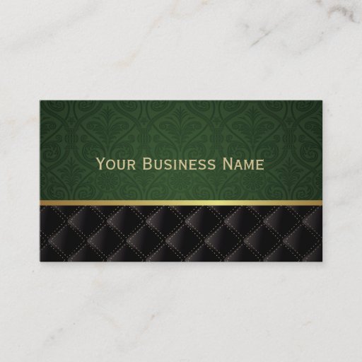 Customizable Elegant Forest Green Damask Business Card