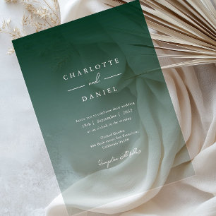 Elegant Forest Green Gradient Acrylic Wedding Invitations