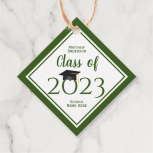 Elegant Forest Green Graduation Favor Tags