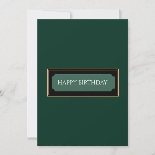 Elegant Forest Green "Happy birthday, dad" Card (Front)