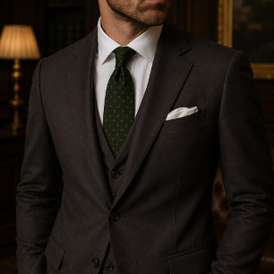 Elegant Forest Green Micro Geometric Neck Tie