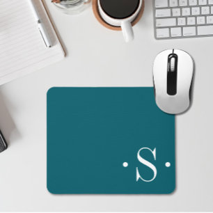 Elegant Forest Green Monogram Mouse Pad