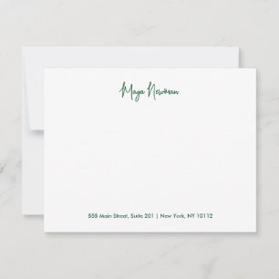 ELEGANT FOREST GREEN SIGNATURE MONOGRAM NAME NOTE CARD