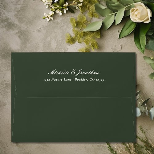 Elegant Forest Green Wedding Envelope
