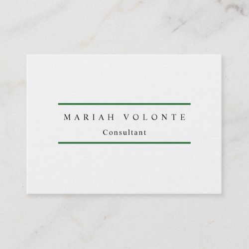Elegant Forest Green White Minimalist Plain Modern Business Card