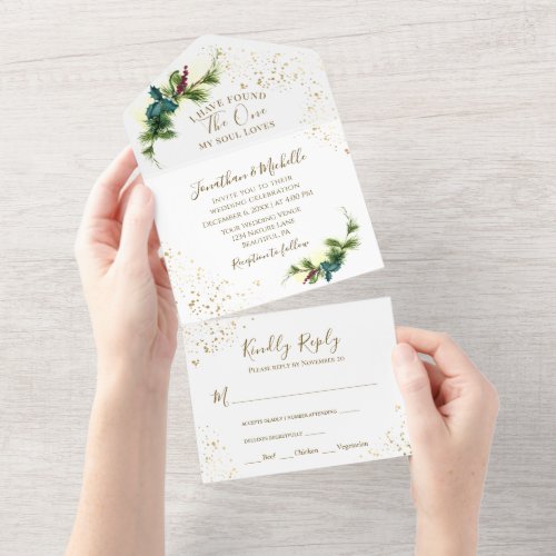 Elegant Forest Greenery Christian Wedding All In One Invitation