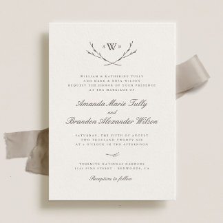 Elegant Forest Monogram Wedding Invites