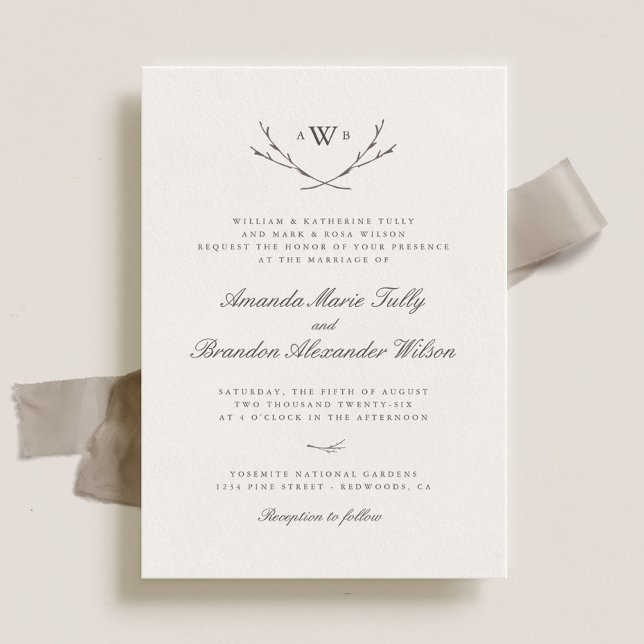 Elegant Forest Monogram Wedding Invites (Creator Uploaded)