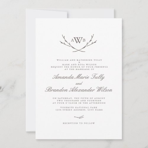 Elegant Forest Monogram Wedding Invites