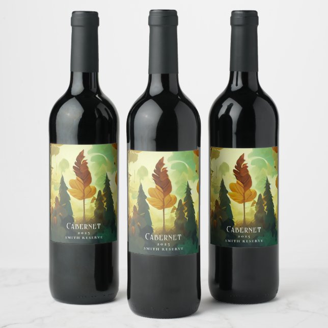Elegant Forest Nature Custom Wine Labels (Bottles)
