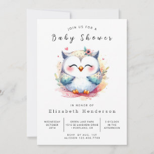 Elegant Forest Owl Baby Shower Invitation