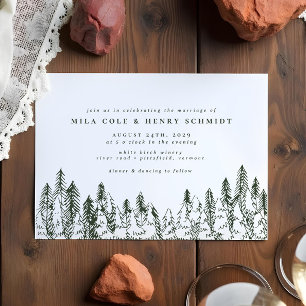 Elegant Forest Pine Minimalist Evergreen Wedding Invitation
