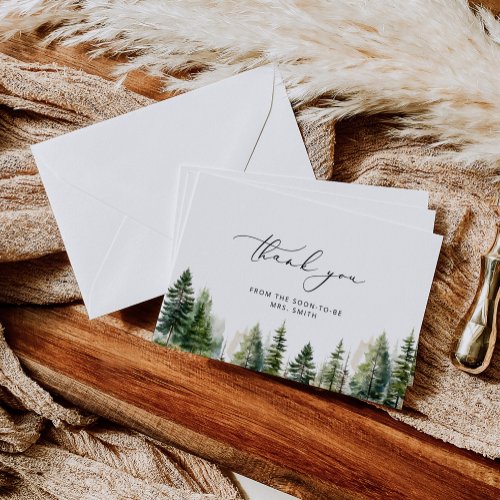 Elegant forest pine trees bridal shower thank you card