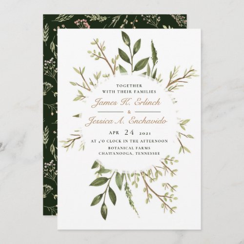 Elegant Forest plant Watercolor Wedding Invitation