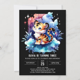 Elegant Forest Tiger Birthday Invitation