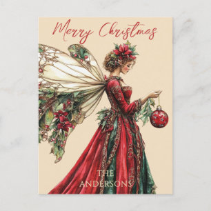Elegant Forestcore Christmas Fairy Holiday Postcard