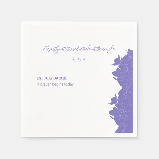 Elegant Forever begins today purple flowers Napkins (Front)