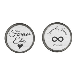Elegant Forever Ever Marble Wedding Groom Cufflinks
