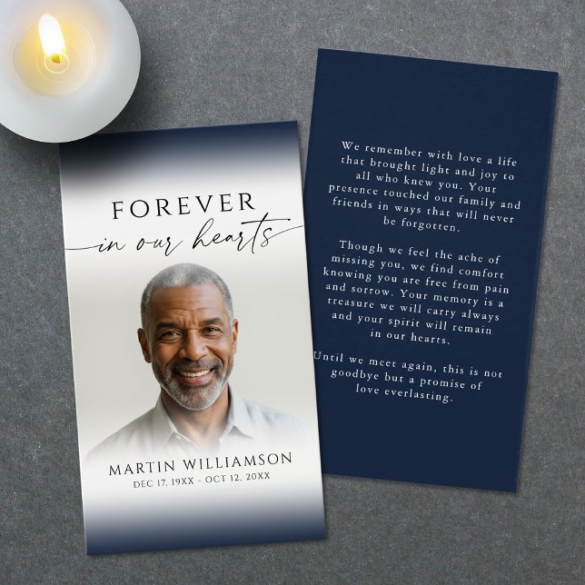 Elegant Forever Hearts Photo Funeral Prayer Card (Creator Uploaded)