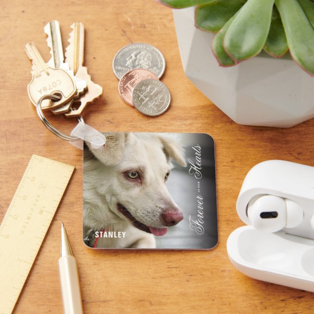 Elegant Forever in our Hearts Dog Memorial Keychain (Desk)