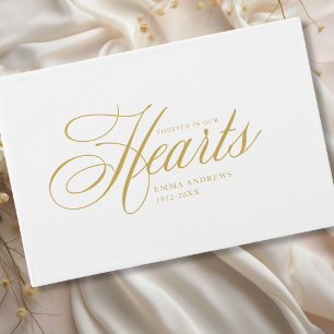 Elegant " Forever in our hearts " Funeral Guest Book