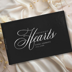 Elegant " Forever in our hearts " Funeral Guest Book
