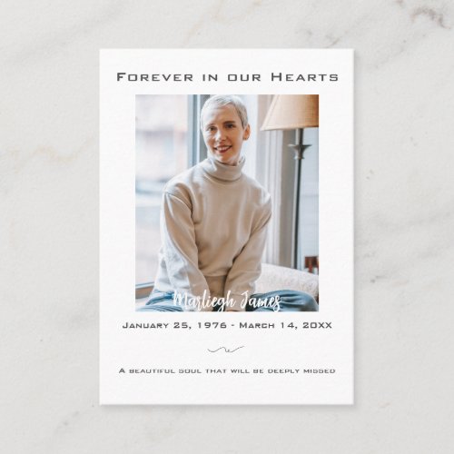 Elegant Forever in our Hearts Funeral Prayer Card