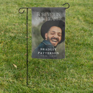 Elegant Forever in our Hearts Grave Photo Memorial Garden Flag