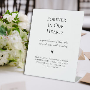 Elegant Forever In Our Hearts Memorial Wedding Pedestal Sign