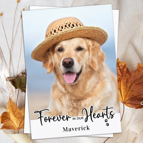 Elegant Forever In Our Hearts Pet Memorial Photo Thank You Card
