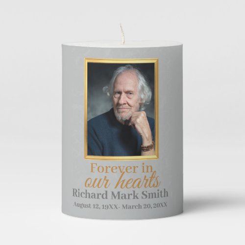 Elegant Forever In Our Hearts Photo Keepsake Pillar Candle