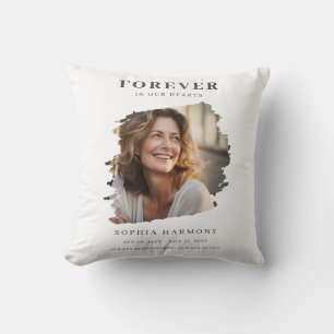 Elegant Forever in Our Hearts Photo Memorial Throw Pillow
