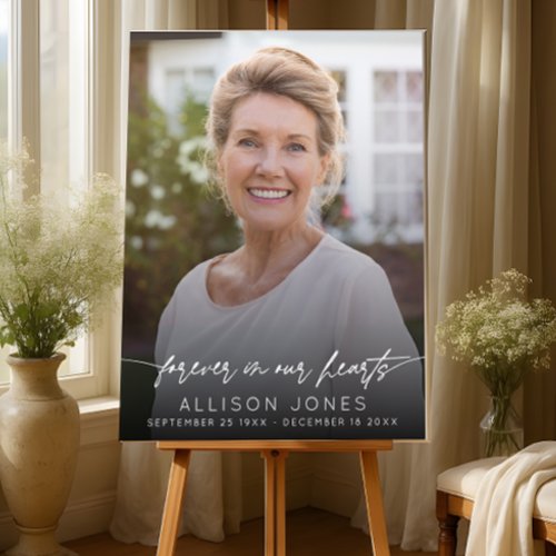 Elegant Forever In Our Hearts Script Photo Funeral