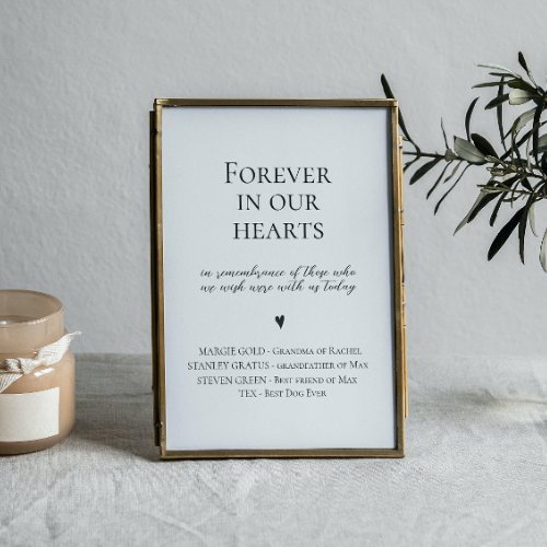 Elegant Forever In Our Hearts Wedding Sign