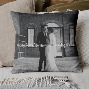 Elegant Forever Love Photo Couple Newlywed Gift Throw Pillow