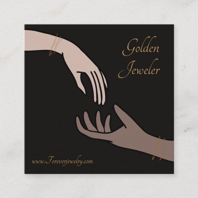 Elegant Forever Permanent Jewelry Care Square Business Card (Front)