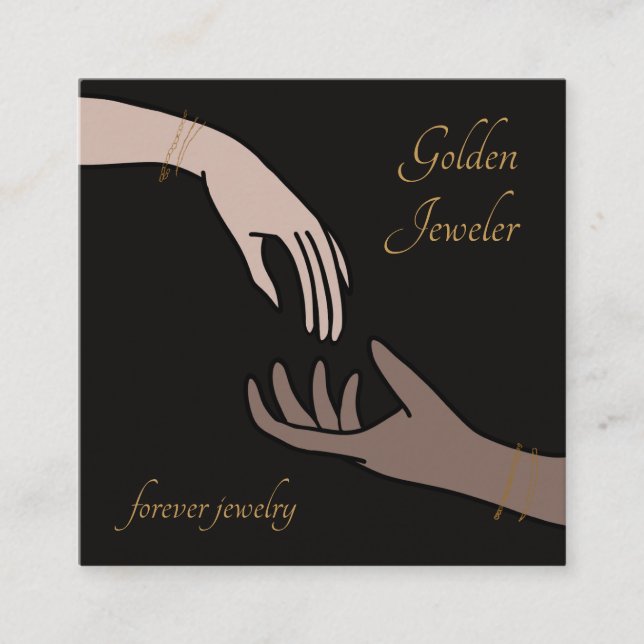 Elegant Forever Permanent Jewelry Square Business Card (Front)