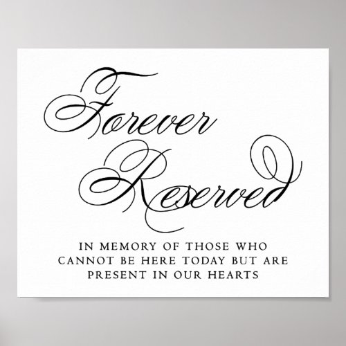 Elegant Forever Reserved Black Script  Memorial Poster