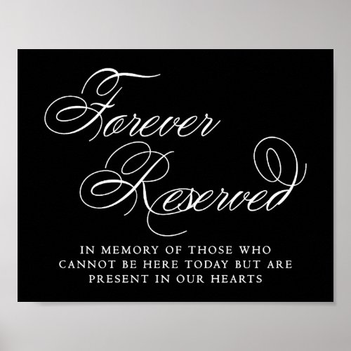 Elegant Forever Reserved White Script  Memorial Poster