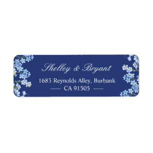 Elegant Forget Me Nots Floral Royal Navy Blue Label