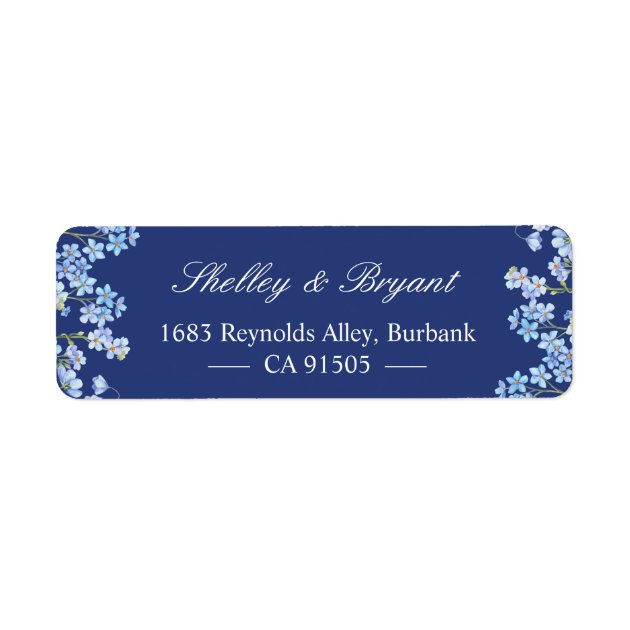 Elegant Forget Me Nots Floral Royal Navy Blue Label