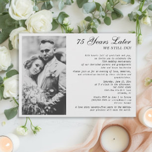 Elegant Formal 75th Anniversary Wedding Photo  Invitation